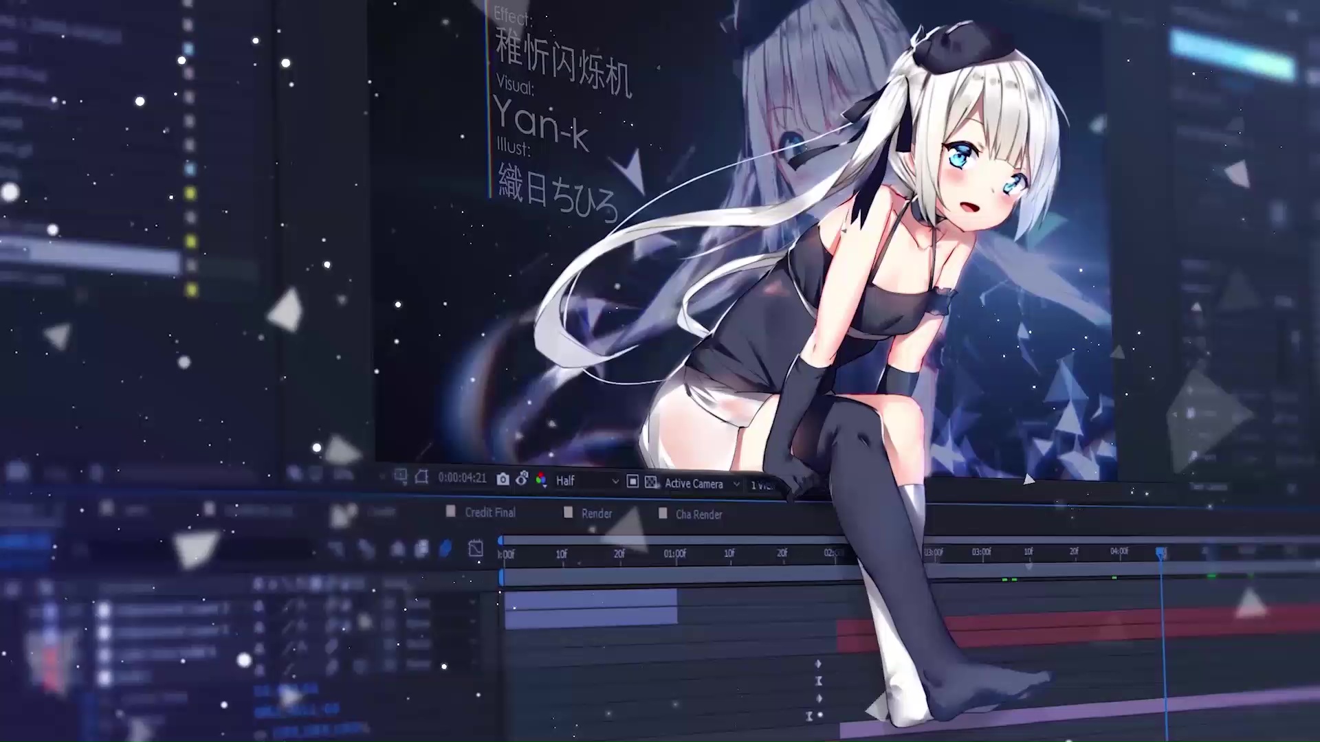 Premium AI Image | anime girl working on her computer lofi music background
