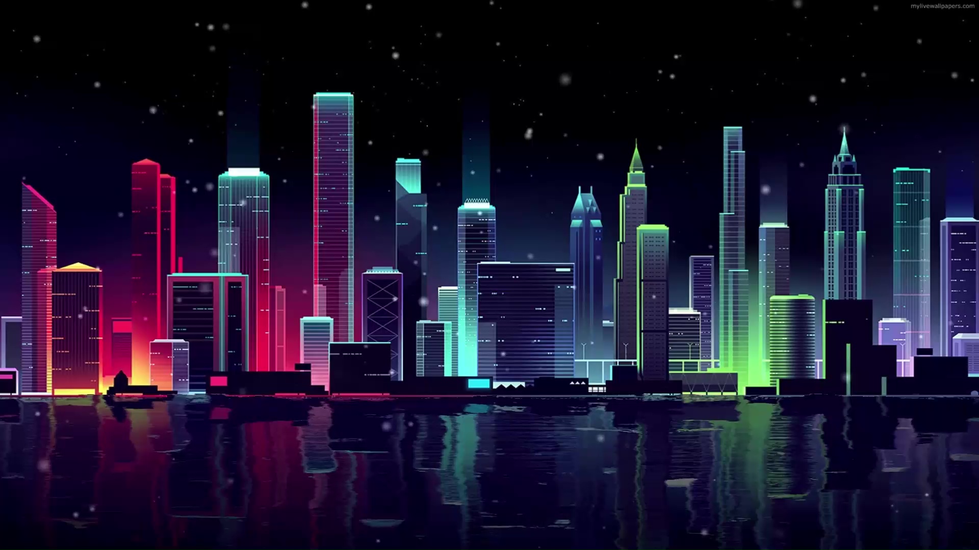 Night City Neon Skyline Live Wallpaper - Wallpaperwaifu