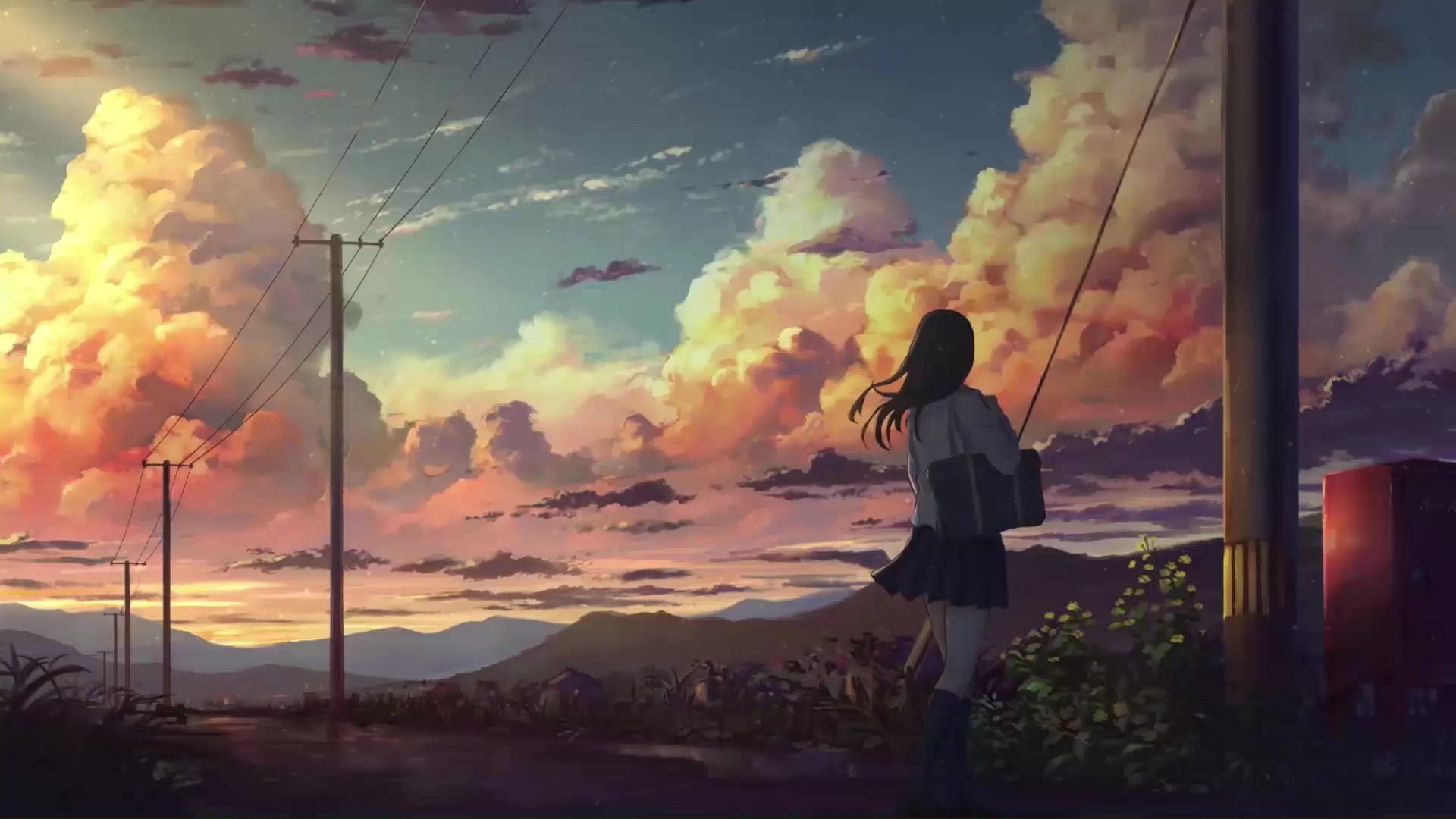 A Girl In The Sunset Live Wallpaper - WallpaperWaifu