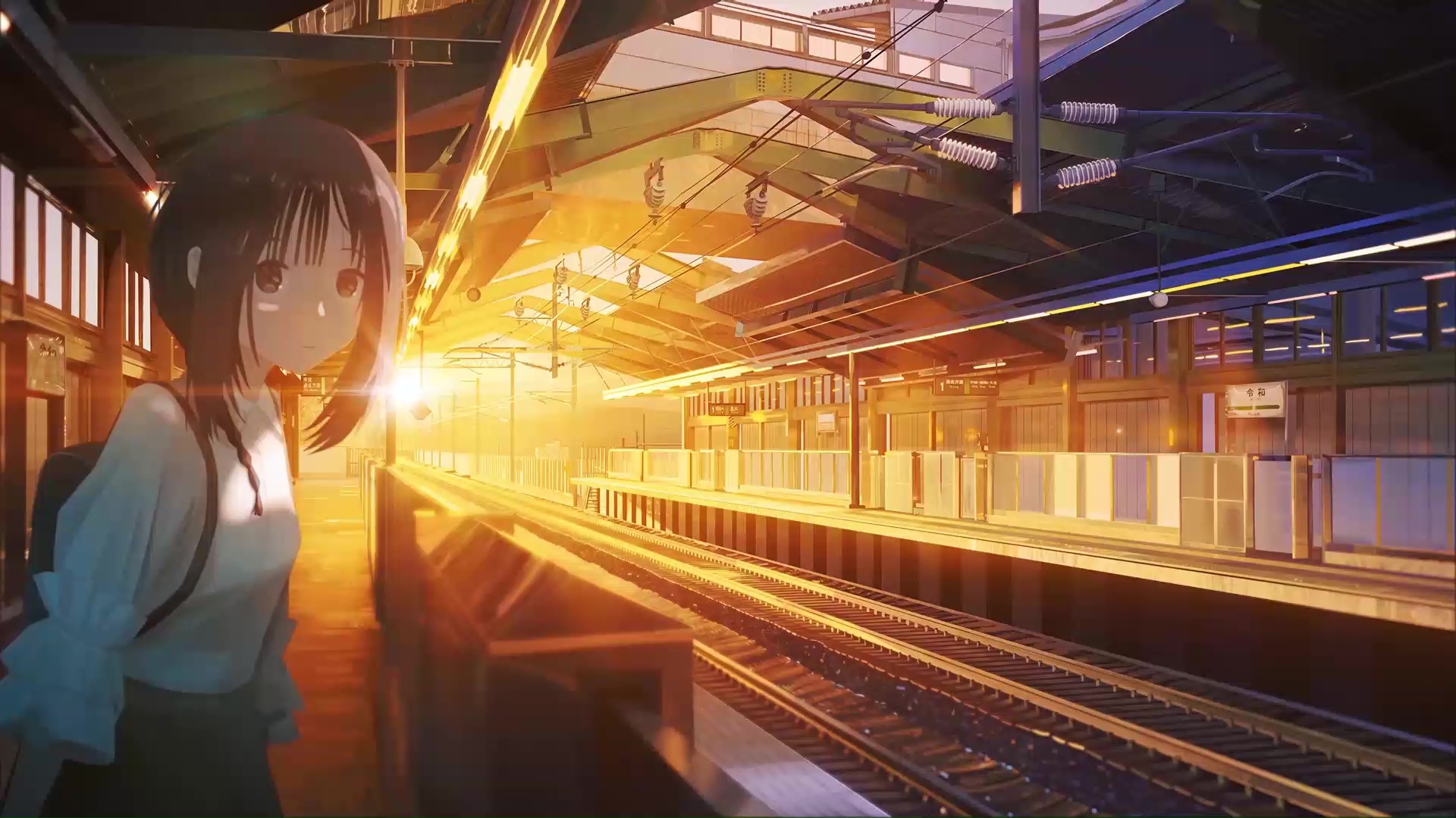 Train Station Anime Girl Live Wallpaper - WallpaperWaifu