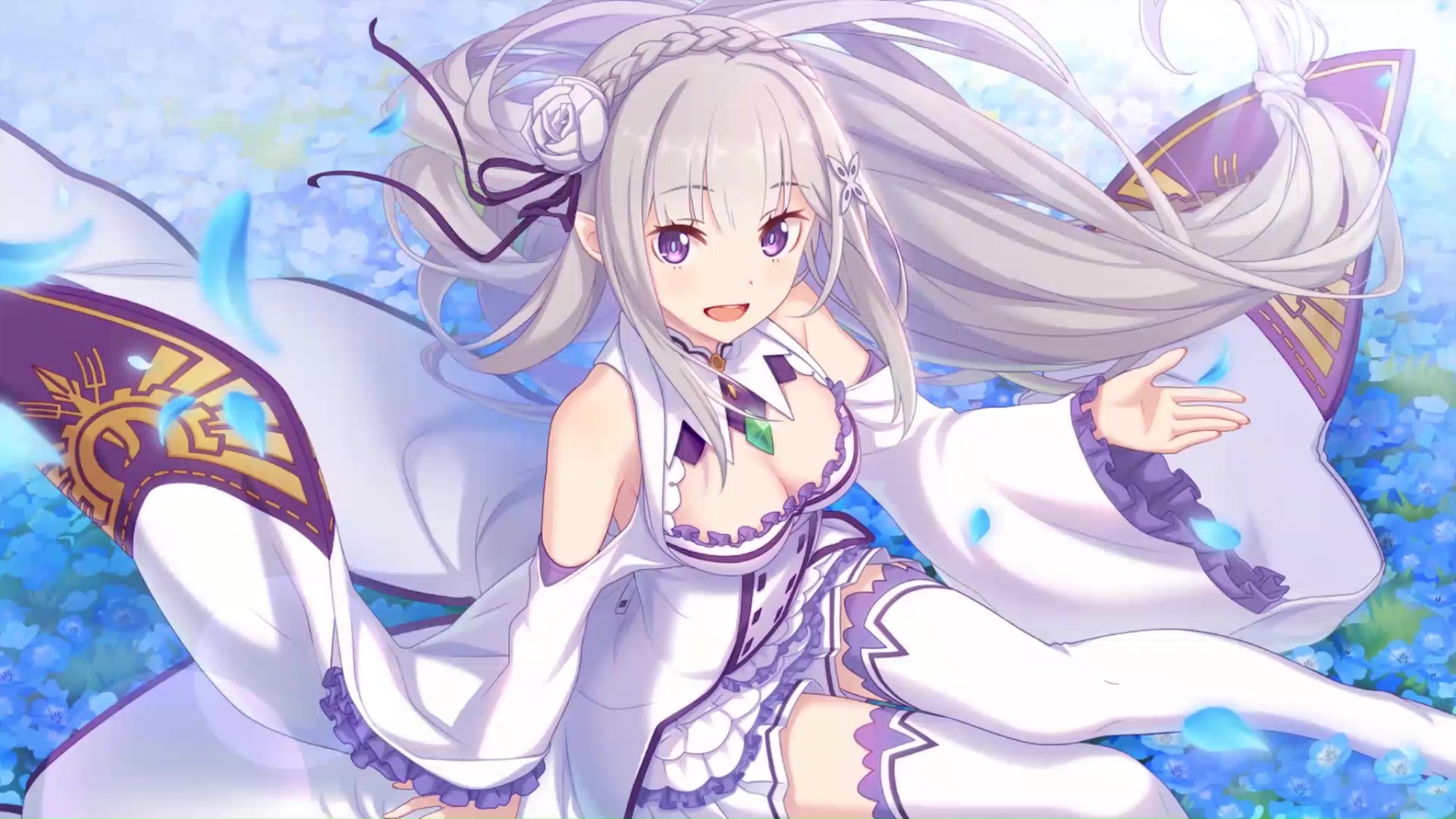 Emilia and Puck In The Field ReZero Starting Life in Another World 4K   Live Theme  Live Desktop Wallpapers
