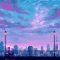 Blue And Pink Sky City Live Wallpaper