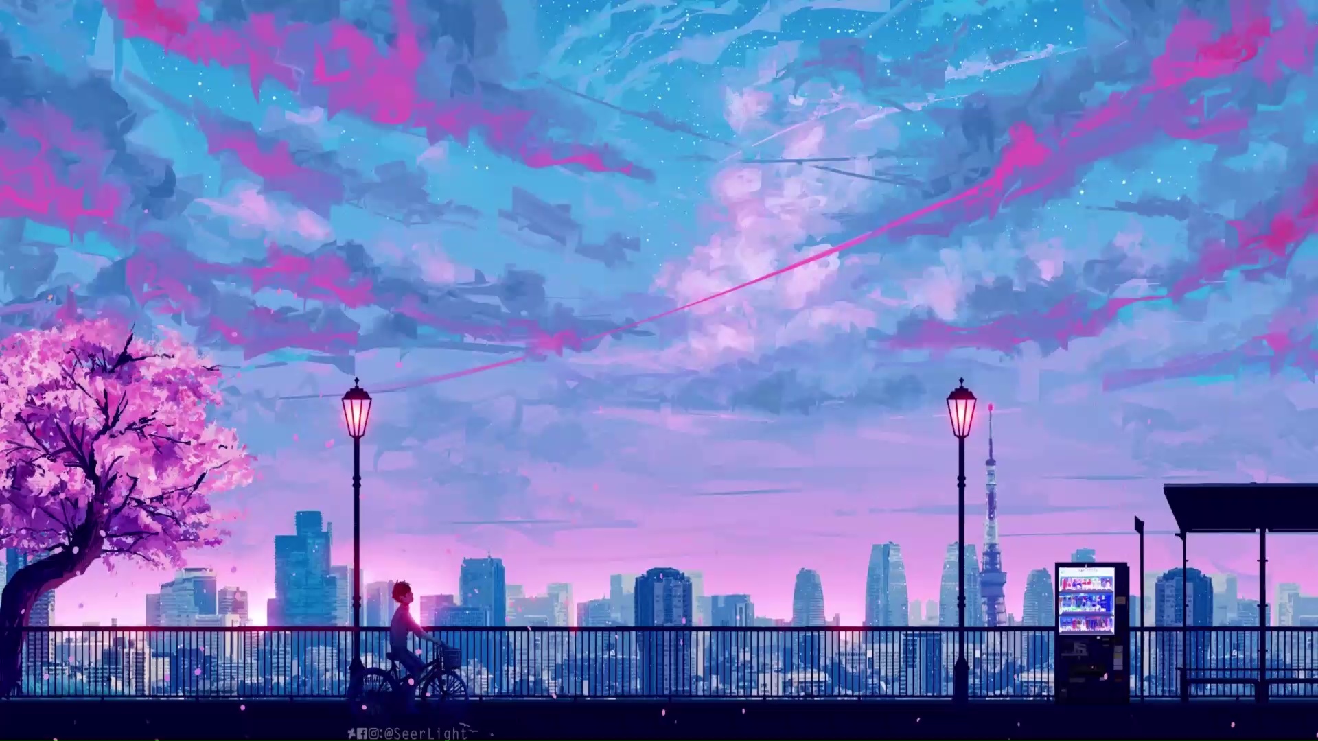 Blue And Pink Sky City Live Wallpaper - WallpaperWaifu