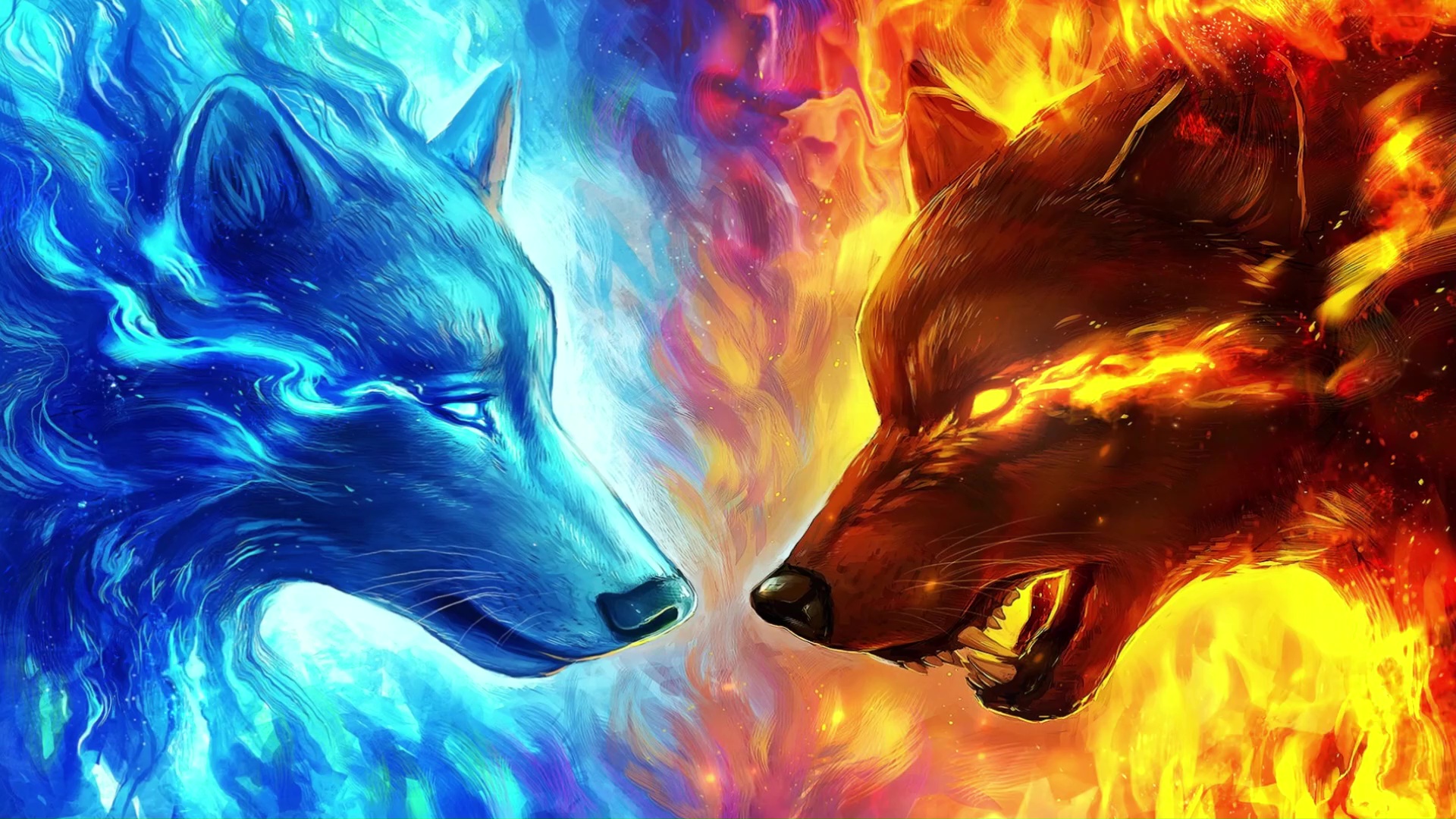 Water And Fire Wolf Live Wallpaper for your desktop pc & mobile pho...