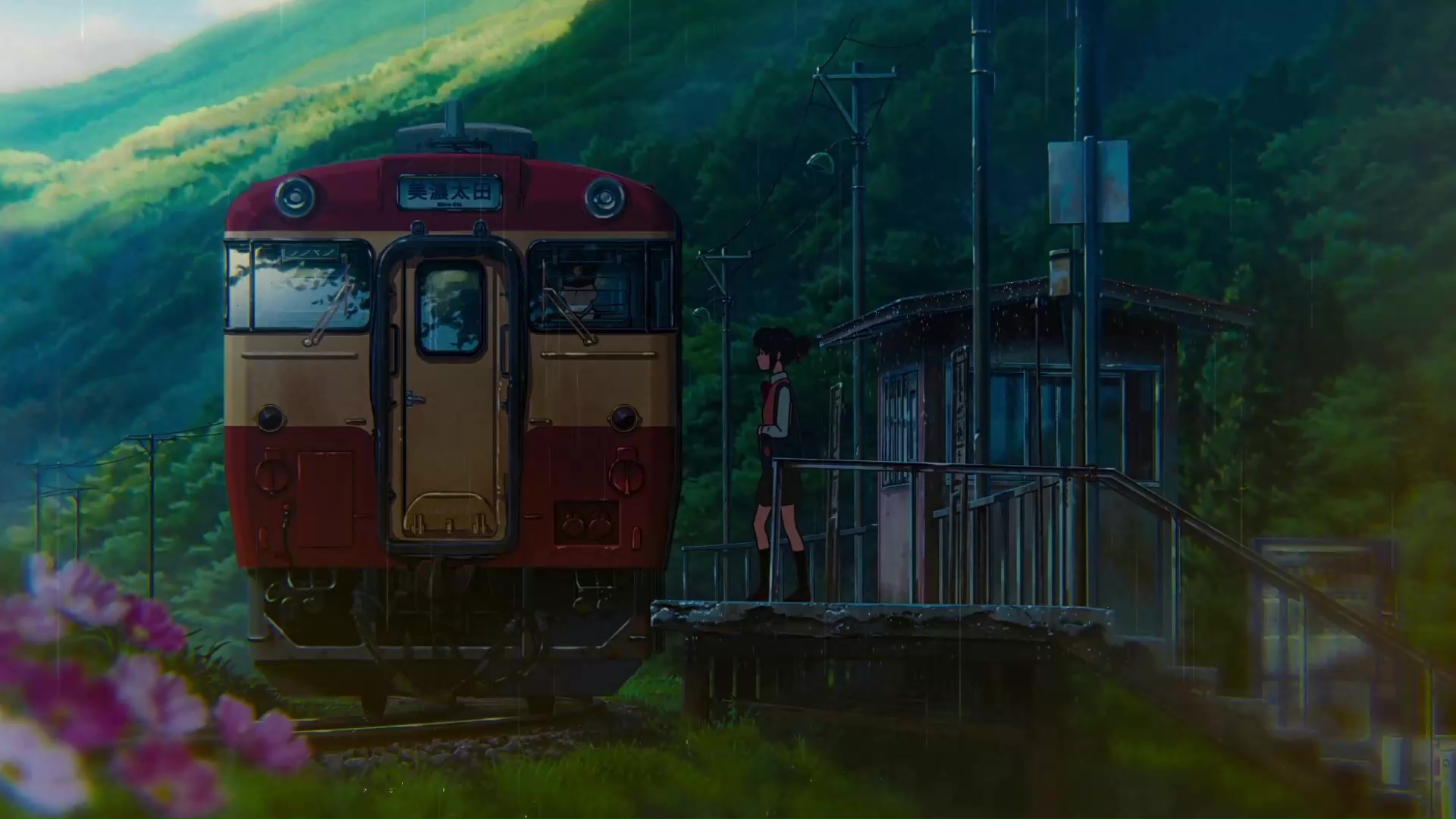 Wallpaper Anime Train Station, Railway, Clouds, Urban, Scenic