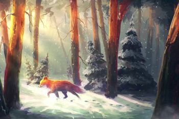 Fox-walking-in-the-winter-forest-thumb