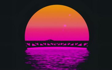 Retrowave-sunset-car-on-the-bridge-thumb