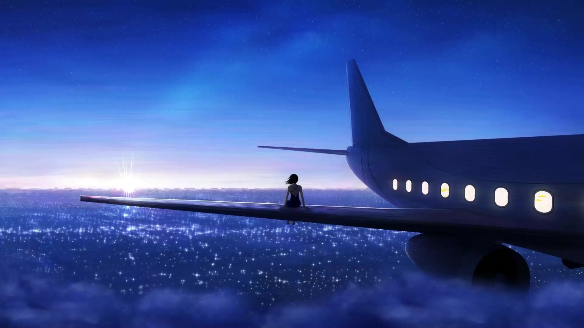 HD wallpaper: Anime, Original, Airplane, Cloud, Light, Paper Plane, Sunset  | Wallpaper Flare