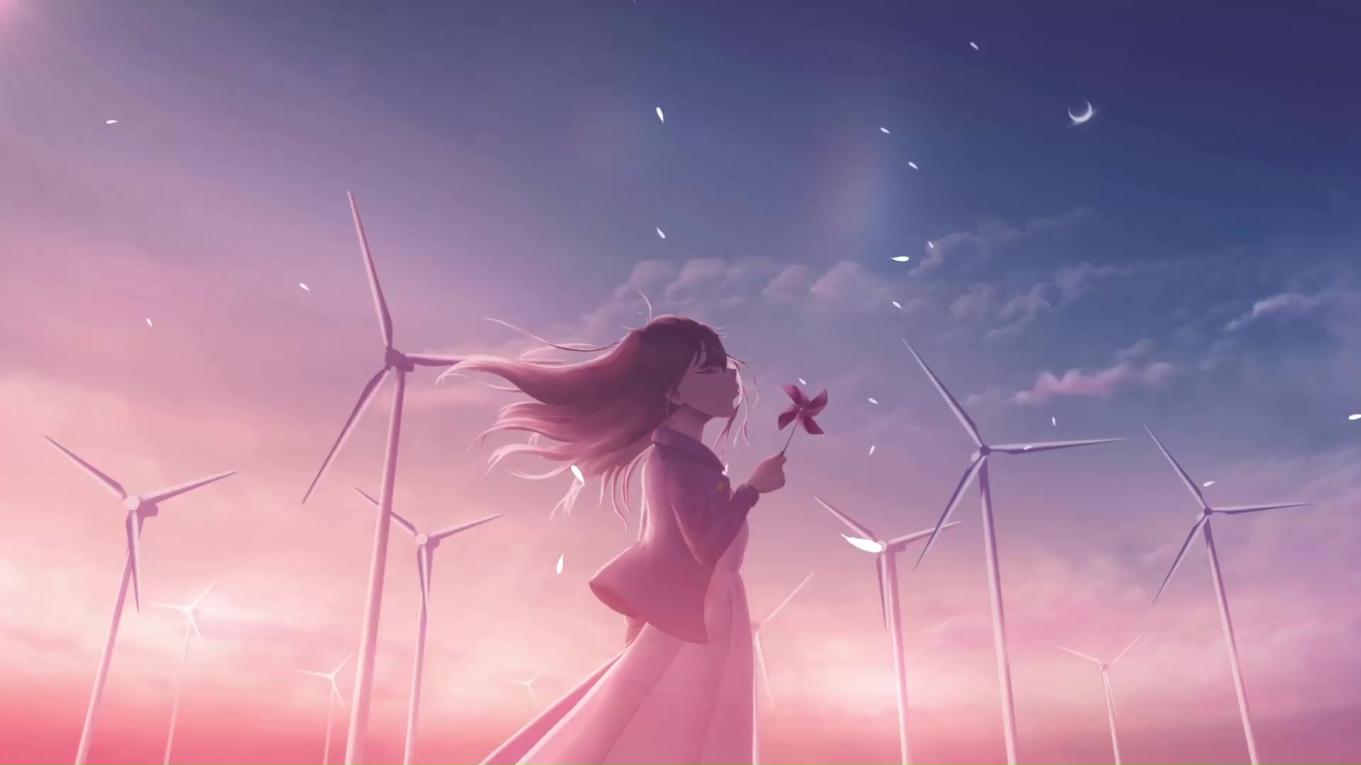 Wallpaper summer, the sky, the sun, windmill, girl, happy for mobile and  desktop, section арт, resolution 3840x2160 - download