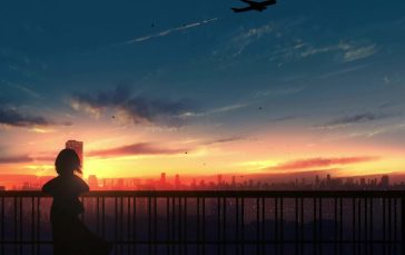 Anime-girl-silhouette-watching-the-plane-thumb