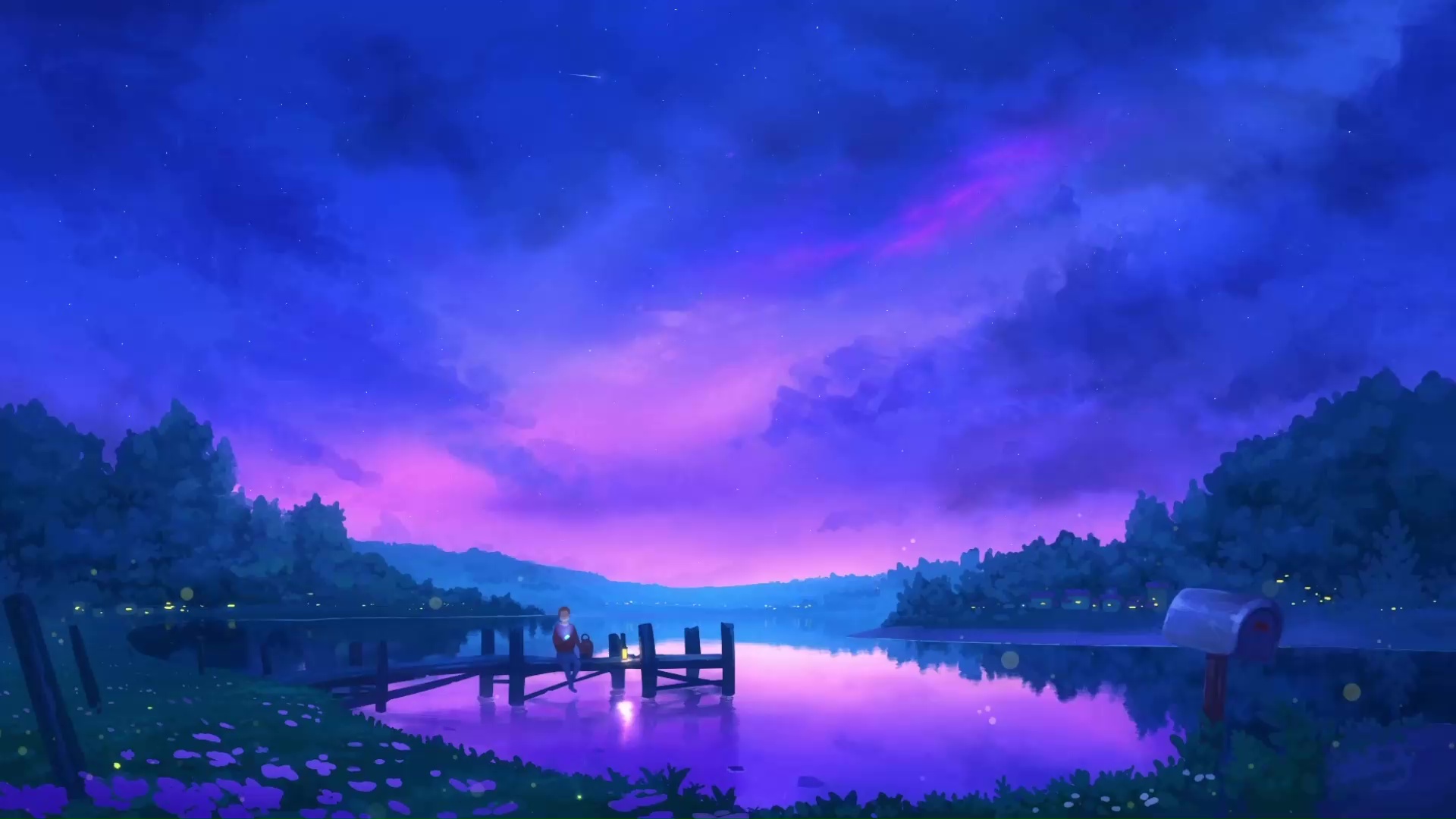 Dock And Lake Under Evening Sky Live Wallpaper - WallpaperWaifu