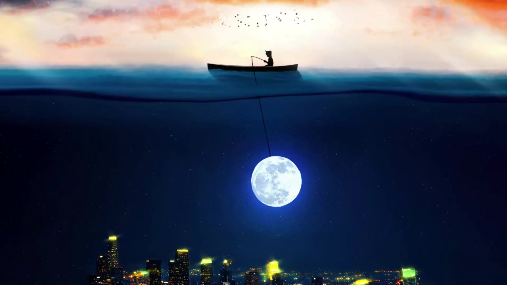 Catching The Moon In Ocean Live Wallpaper - WallpaperWaifu