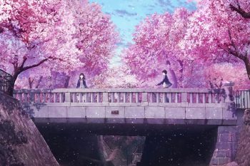 Anime-couple-on-bridge-with-cherry-blossom-thumb