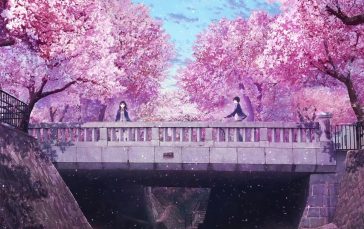 Anime-couple-on-bridge-with-cherry-blossom-thumb