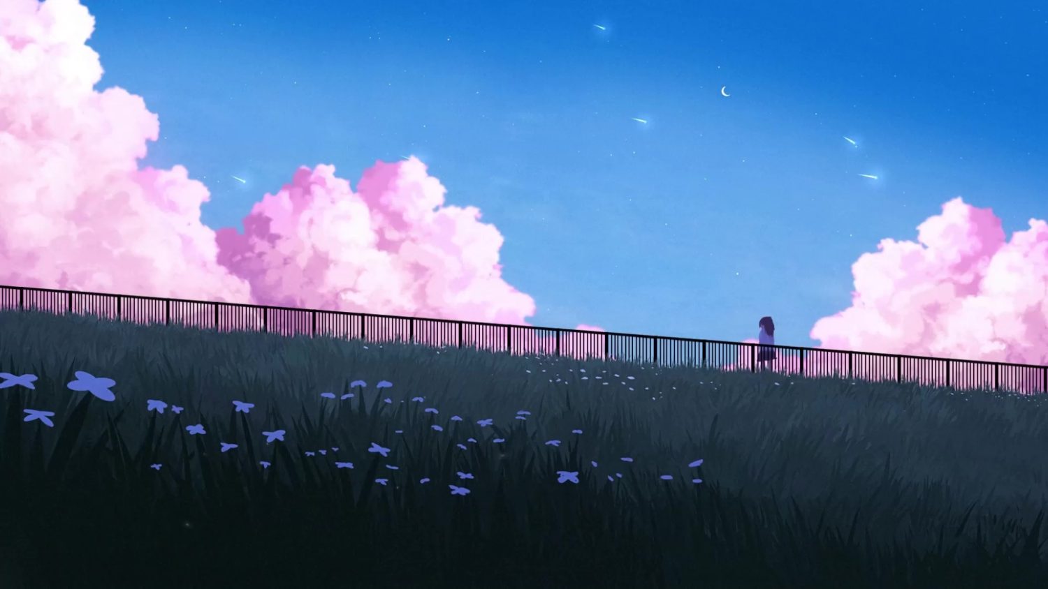 Anime, Original, Cloud, Girl, Pink, Star, HD wallpaper | Peakpx