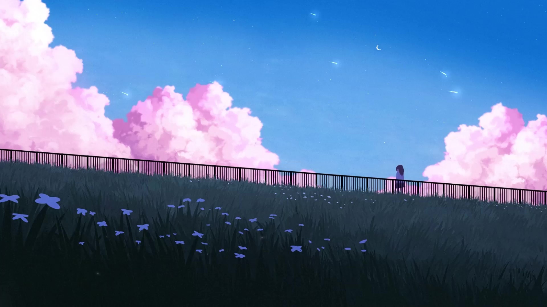 Anime landscape anime girl clouds scenic sky Anime HD wallpaper   Wallpaperbetter