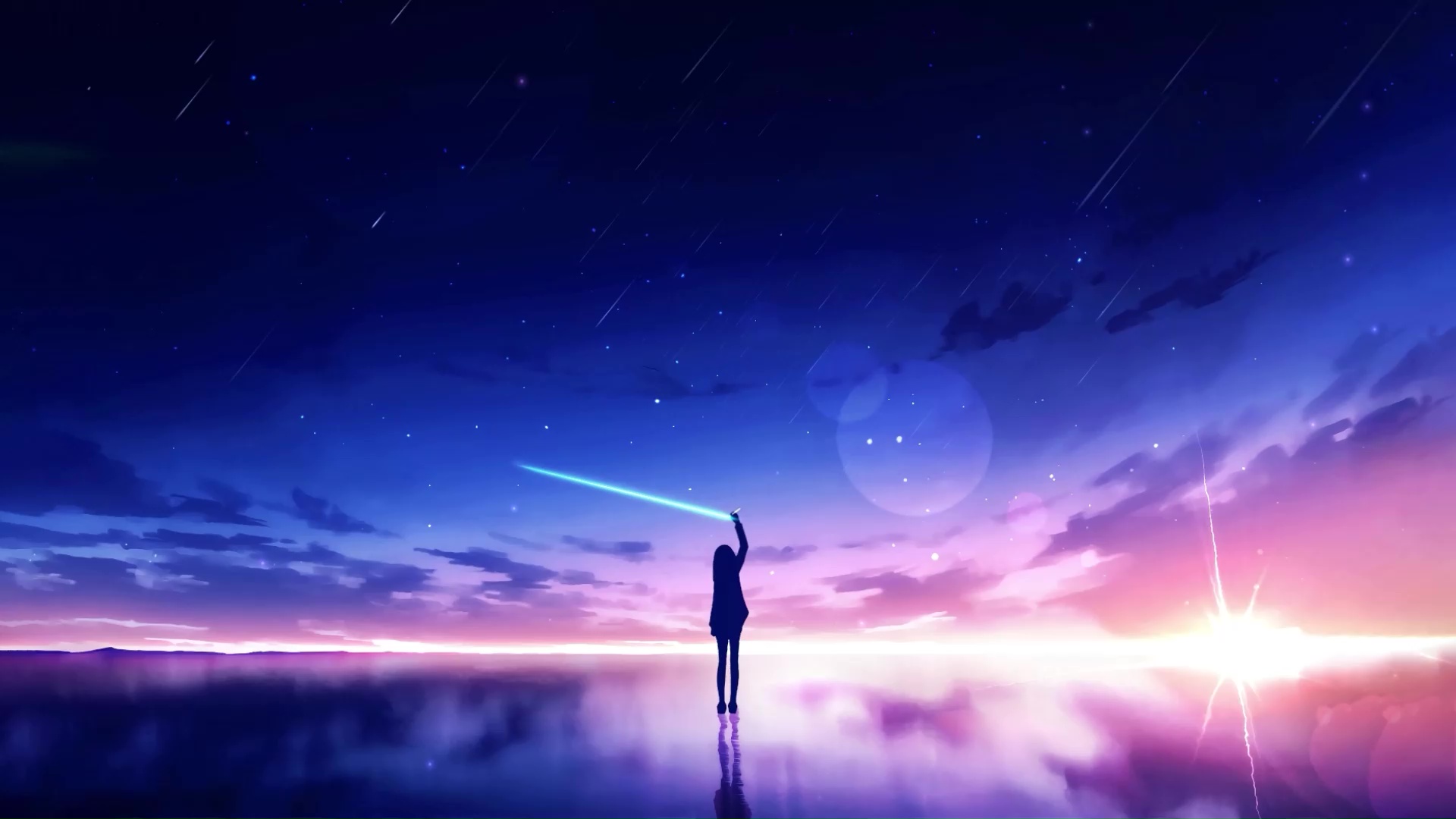 HD wallpaper: anime, anime girls, comic art, sky, blue, stars | Wallpaper  Flare