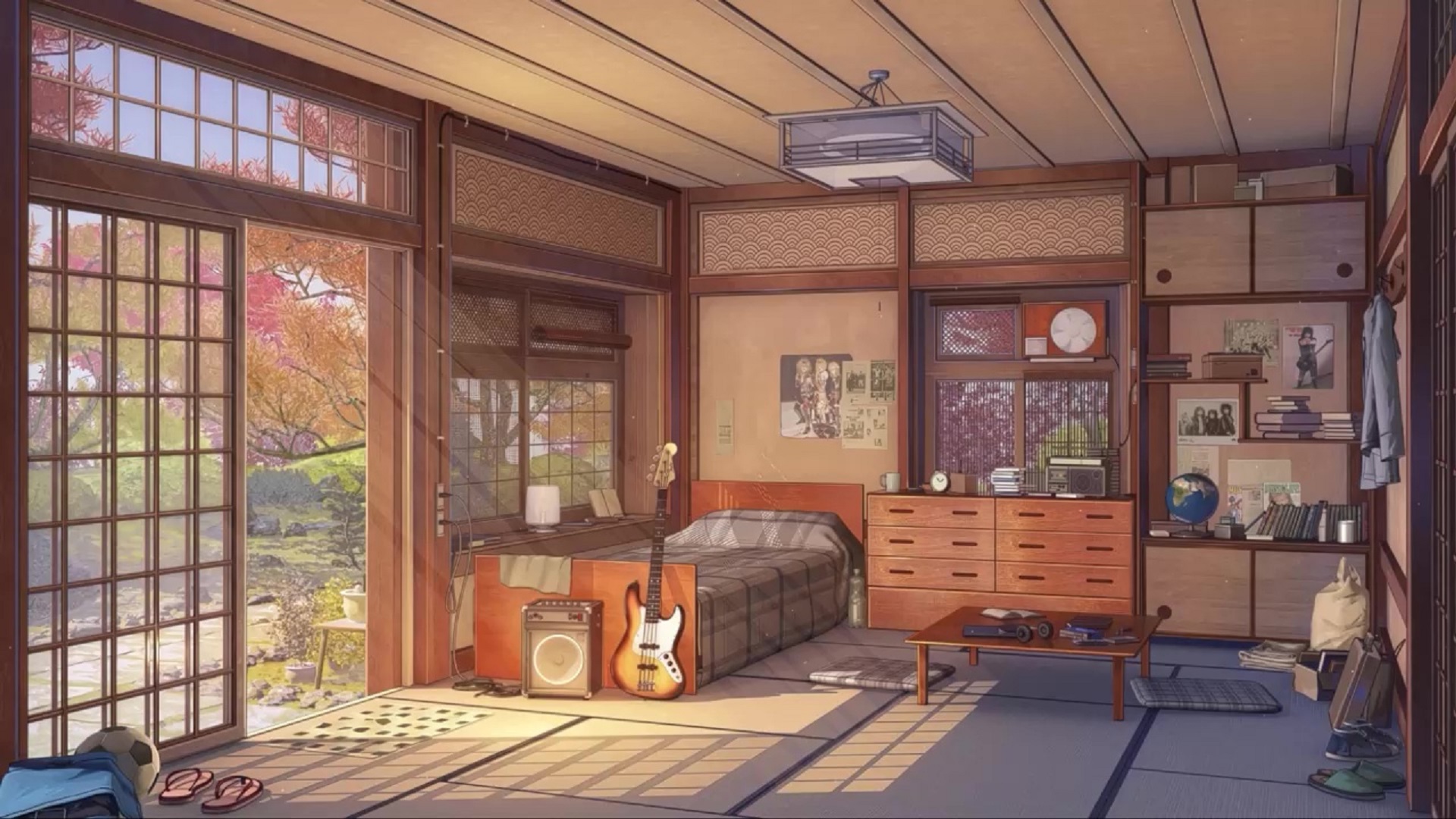 Free Vectors | Simple room anime background with bed and desk