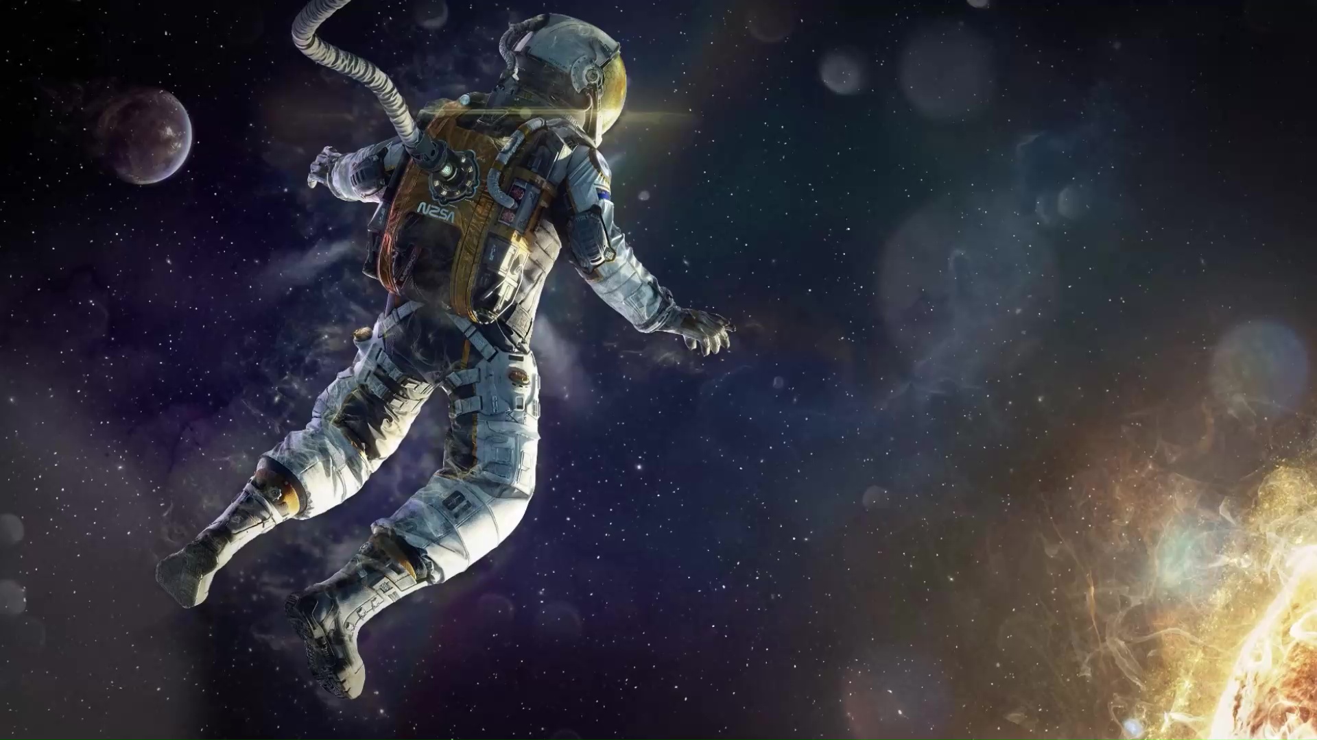 animated astronaut floating