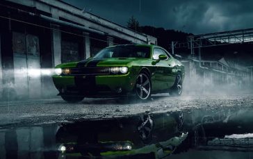 Green-dodge-challenger-srt-in-the-rain-thumb