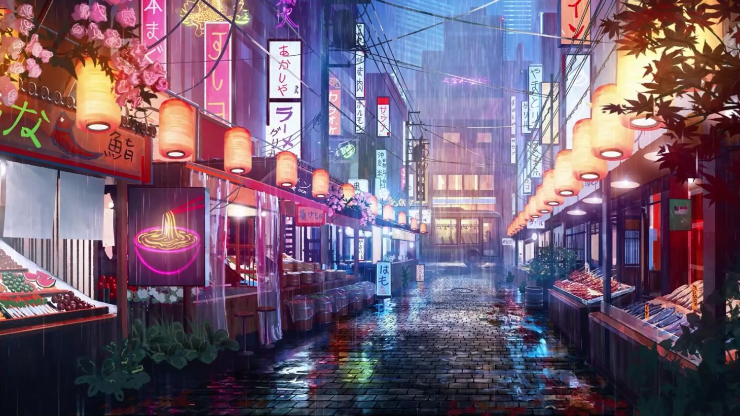 Download wallpaper 1280x1024 girl, umbrella, rain, sad, anime standard 5:4  hd background