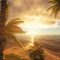 Tropical Island Sunset Beach with Palm Trees Live Wallpaper
