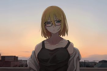 Anime Girl in Glasses with Short Blonde Hair thumb