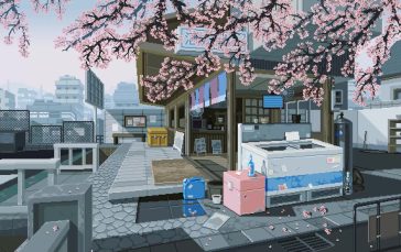 Cherry Blossom House Japan Pixel Live Wallpaper