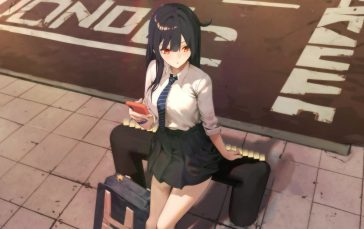 Anime Girl Waiting For Bus thumb