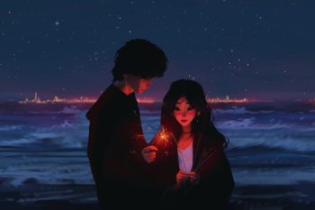 Couple Holding Midnight Sparklers thumb