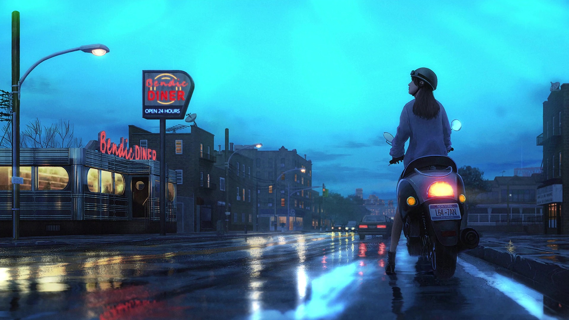 Rainy Night Ride Live Wallpaper - WallpaperWaifu