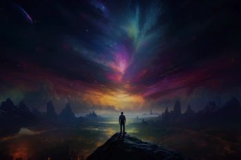 Alone Standing Colorful Sky thumb