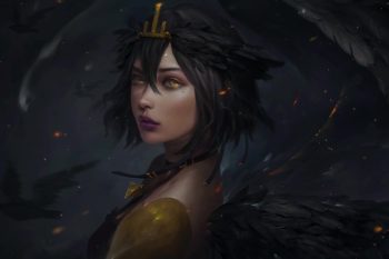 Fantasy Girl Angel with Black Wings thumb