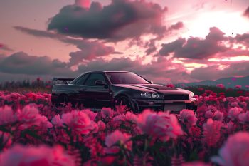Nissan Skyline GT-R R34 Pink Flower Field thumb
