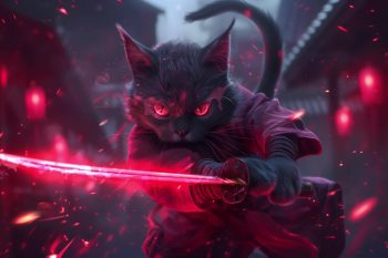Samurai Meow with Red Katana thumb