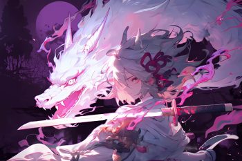 Anime Girl Cherry Blossom with Spirit Dragon thumb