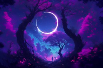 Fantasy Purple Forest with Glowing Eclipse thumb