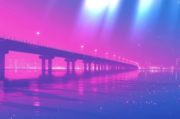 Glowing Freeway Bridge at Night thumb