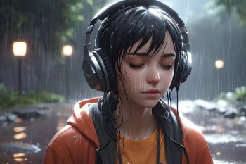 Listening Music In Rain thumb