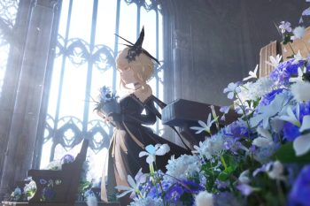 Lumine Black Dress with Flowers Genshin Impact thumb
