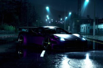 Purple Ferrari 458 Italia Night Rain thumb