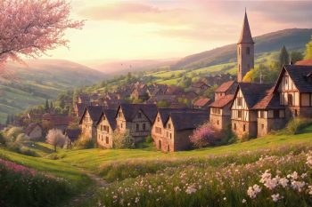 Spring Medieval Village in Bloom thumb