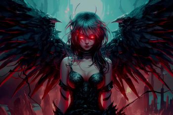 Demon Girl with Black Wings thumb