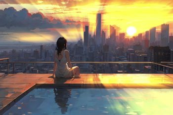 Rooftop Pool at Sunset thumb